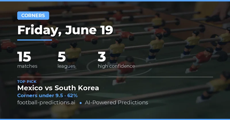Top Corners Over/Under Picks for 19 Jun 2026
