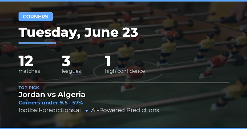 Top Corners Over/Under Picks for 23 Jun 2026