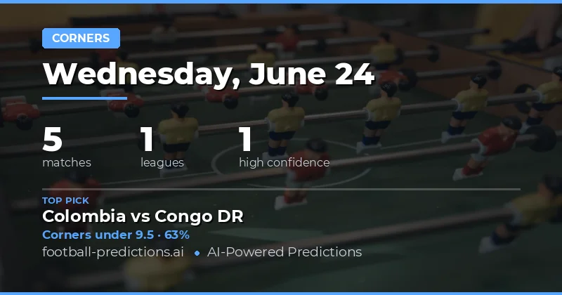Top Corners Over/Under Picks for 24 Jun 2026