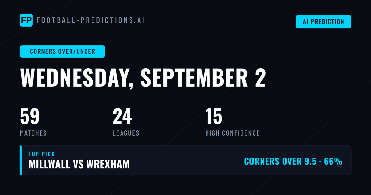 Top Corners Over/Under Picks for 2 Sep 2026