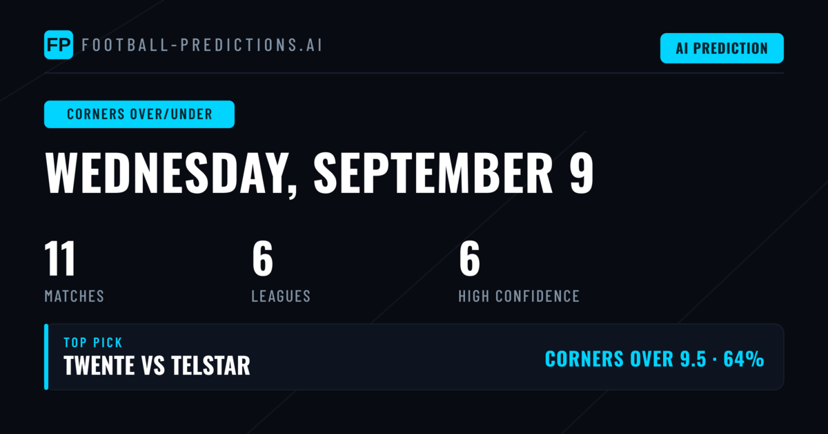 Top Corners Over/Under Picks for 9 Sep 2026