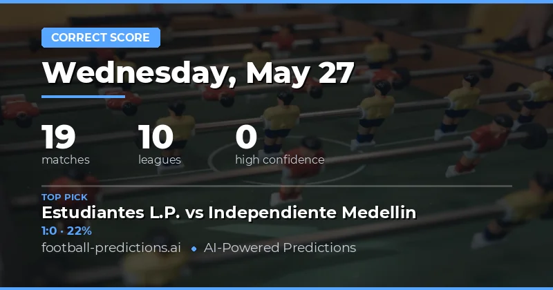 Correct Score Predictions for Tuesday, 27 May 2026