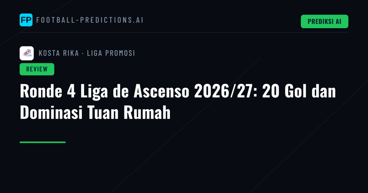 Ronde 4 Liga de Ascenso 2026/27: 20 Gol dan Dominasi Tuan Rumah