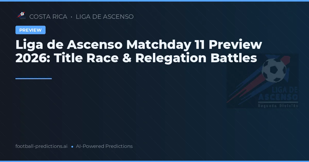 Liga de Ascenso Matchday 11 Preview 2026: Title Race & Relegation Battles