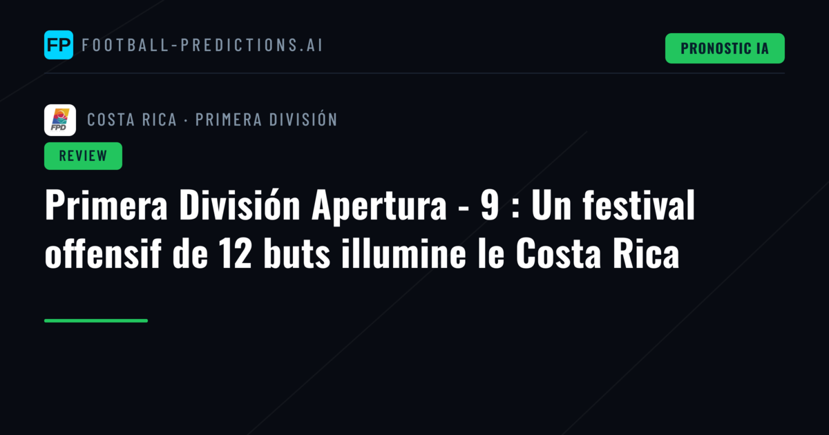 Primera División Apertura - 9 : Un festival offensif de 12 buts illumine le Costa Rica