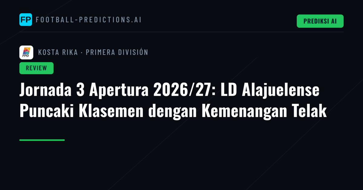 Jornada 3 Apertura 2026/27: LD Alajuelense Puncaki Klasemen dengan Kemenangan Telak