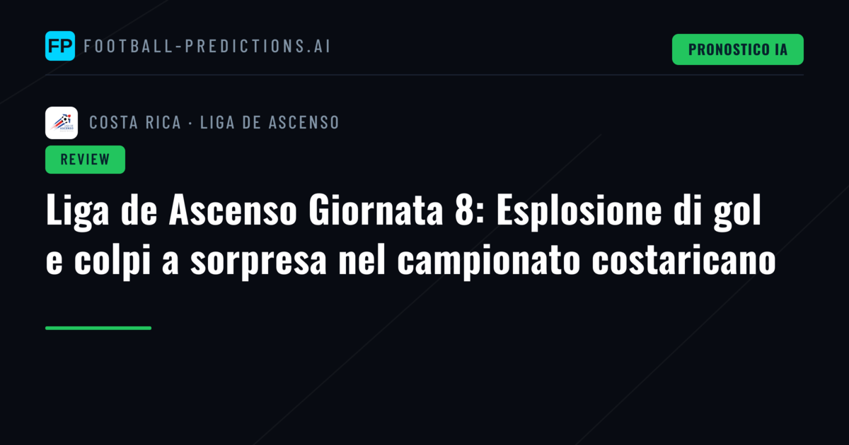 Liga de Ascenso Giornata 8: Esplosione di gol e colpi a sorpresa nel campionato costaricano