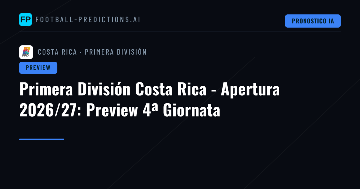 Primera División Costa Rica - Apertura 2026/27: Preview 4ª Giornata