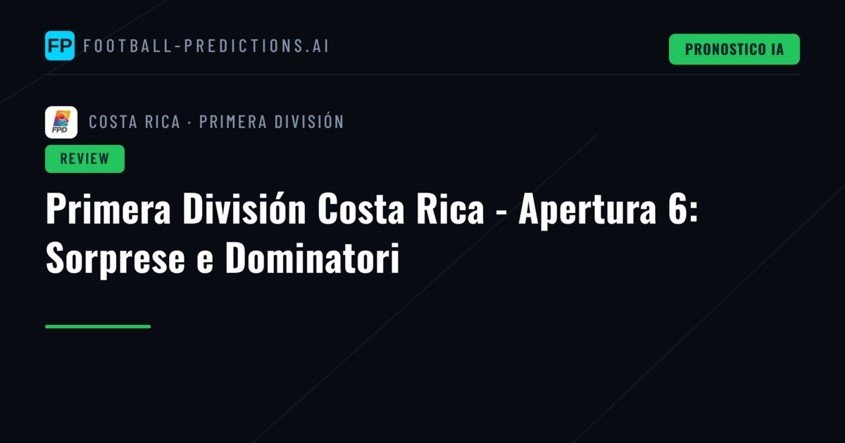 Primera División Costa Rica - Apertura 6: Sorprese e Dominatori