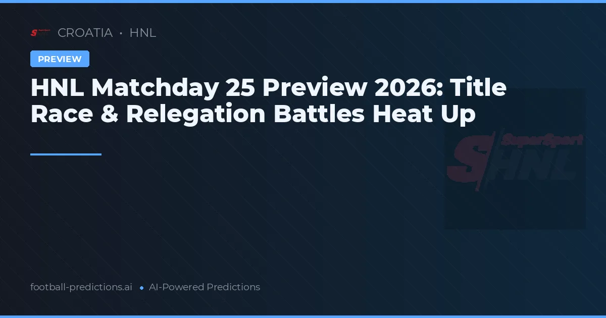 HNL Matchday 25 Preview 2026: Title Race & Relegation Battles Heat Up