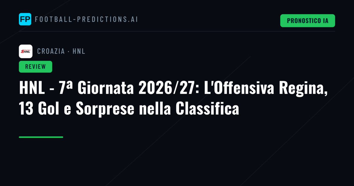 HNL - 7ª Giornata 2026/27: L'Offensiva Regina, 13 Gol e Sorprese nella Classifica