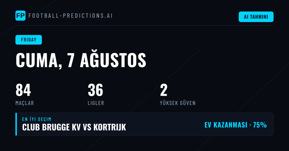 Cuma Günü Futbol Analizi: 7 Ağustos 2026