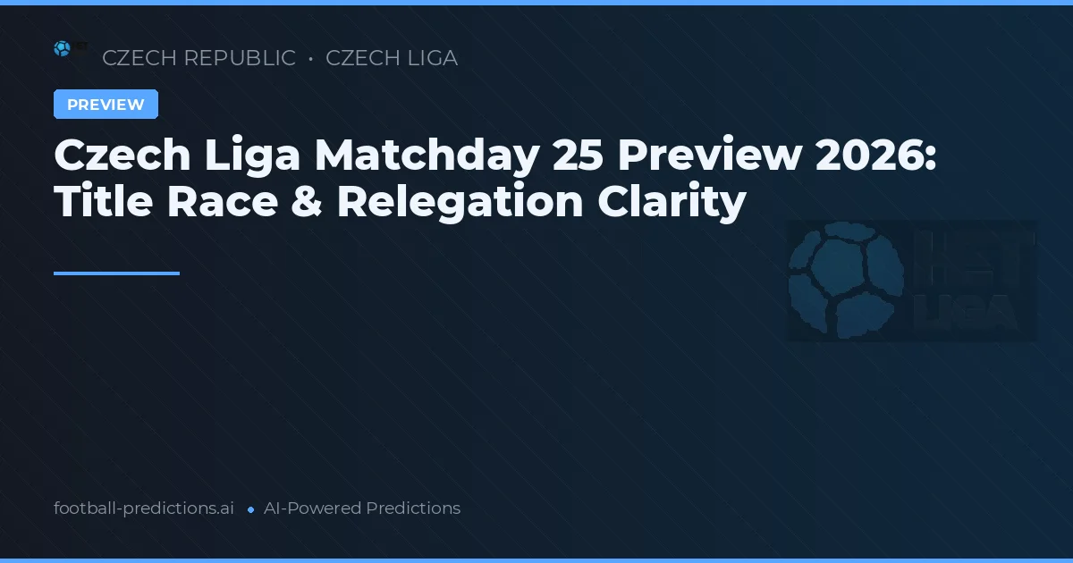 Czech Liga Matchday 25 Preview 2026: Title Race & Relegation Clarity