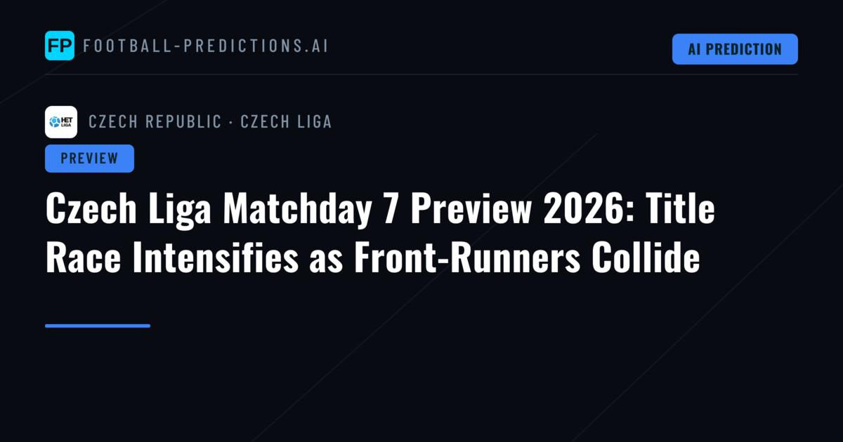 Czech Liga Matchday 7 Preview 2026: Title Race Intensifies as Front-Runners Collide