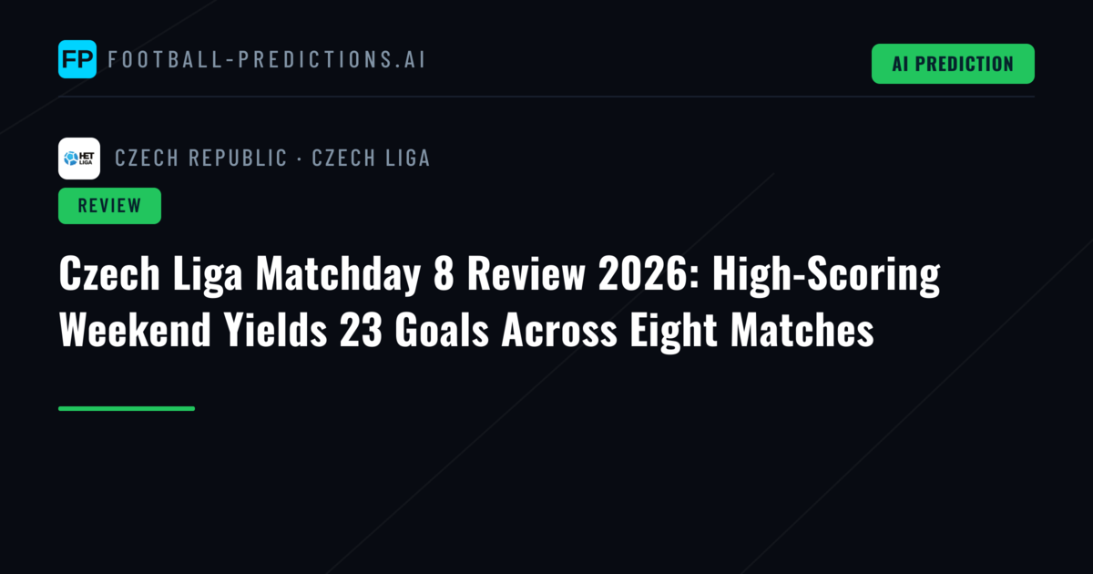 Czech Liga Matchday 8 Review 2026: High-Scoring Weekend Yields 23 Goals Across Eight Matches