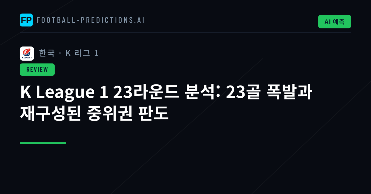 K League 1 23라운드 분석: 23골 폭발과 재구성된 중위권 판도