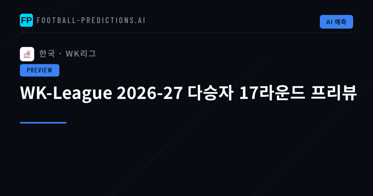 WK-League 2026-27 다승자 17라운드 프리뷰