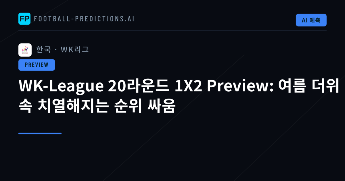 WK-League 20라운드 1X2 Preview: 여름 더위 속 치열해지는 순위 싸움