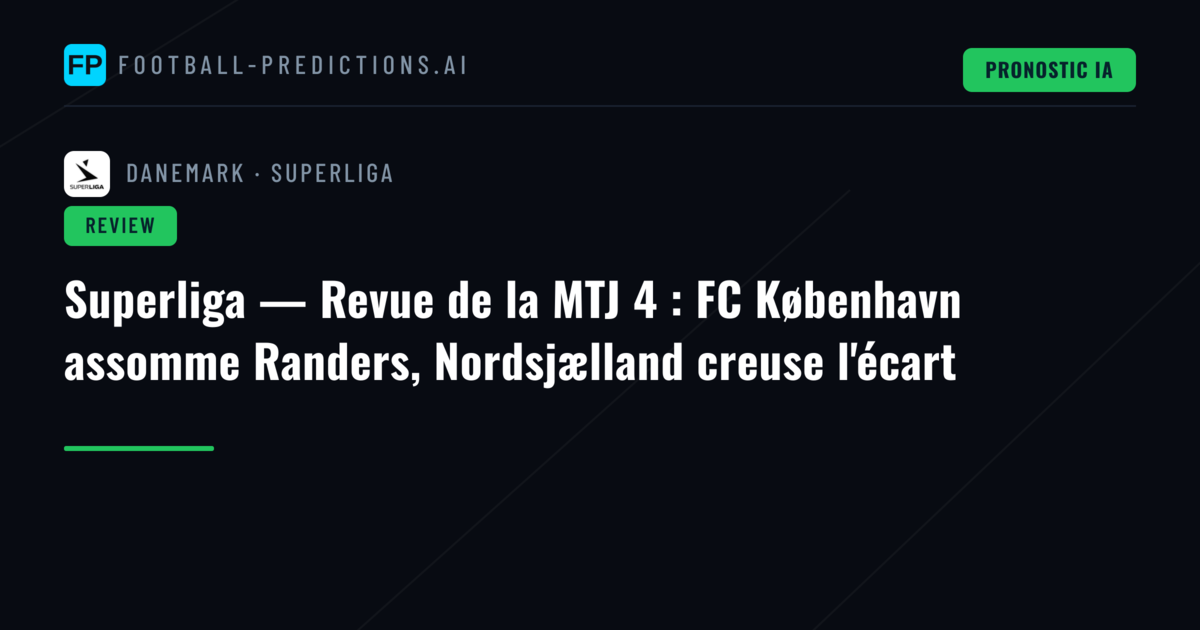 Superliga — Revue de la MTJ 4 : FC København assomme Randers, Nordsjælland creuse l'écart
