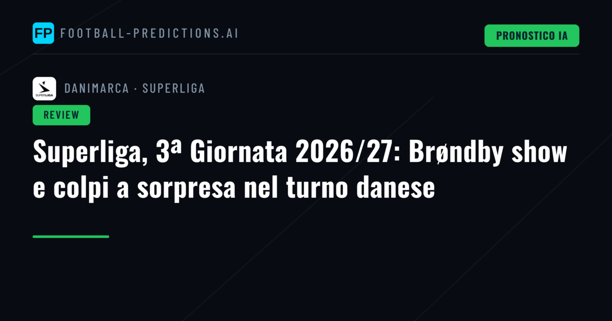 Superliga, 3ª Giornata 2026/27: Brøndby show e colpi a sorpresa nel turno danese