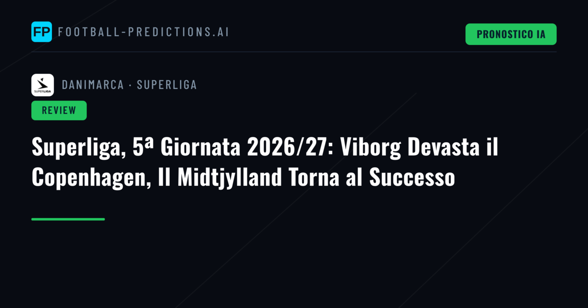 Superliga, 5ª Giornata 2026/27: Viborg Devasta il Copenhagen, Il Midtjylland Torna al Successo