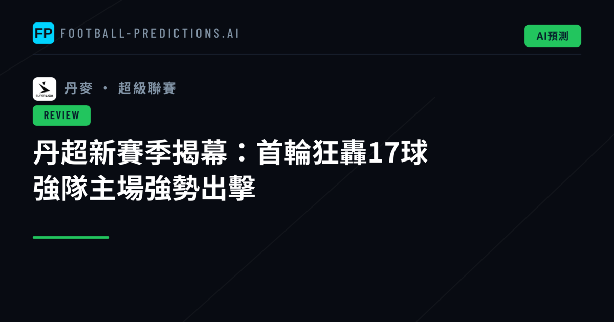 丹超新賽季揭幕：首輪狂轟17球　強隊主場強勢出擊