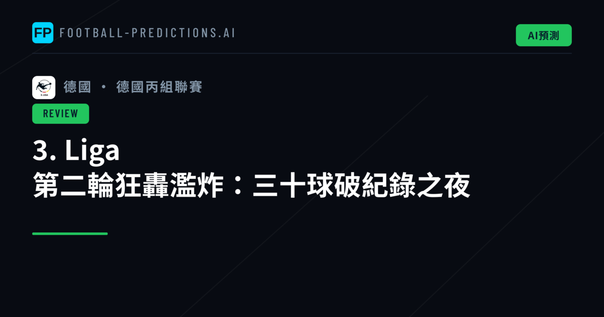 3. Liga 第二輪狂轟濫炸：三十球破紀錄之夜