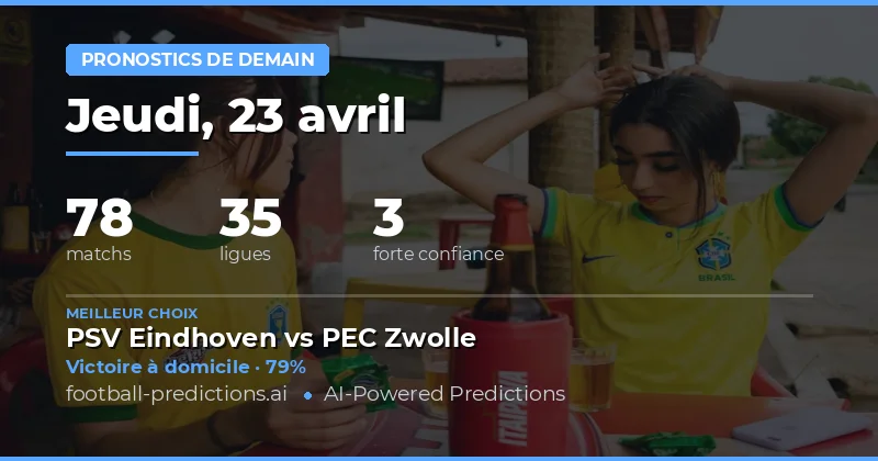 Pronostics des matchs de demain : 23 avril 2026