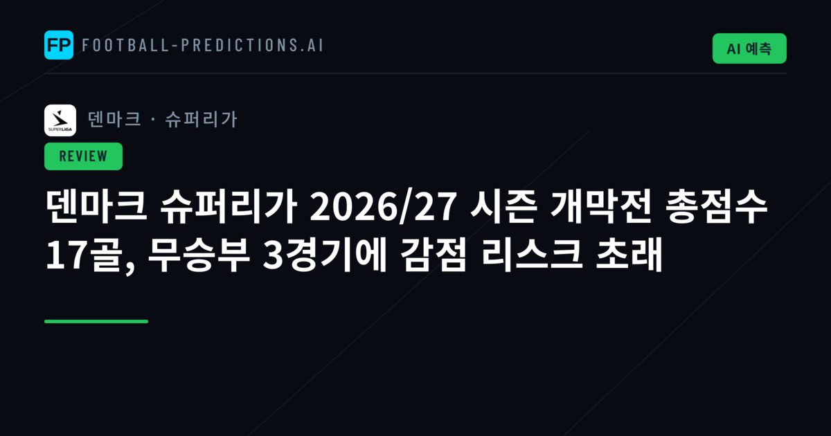 덴마크 슈퍼리가 2026/27 시즌 개막전 총점수 17골, 무승부 3경기에 감점 리스크 초래