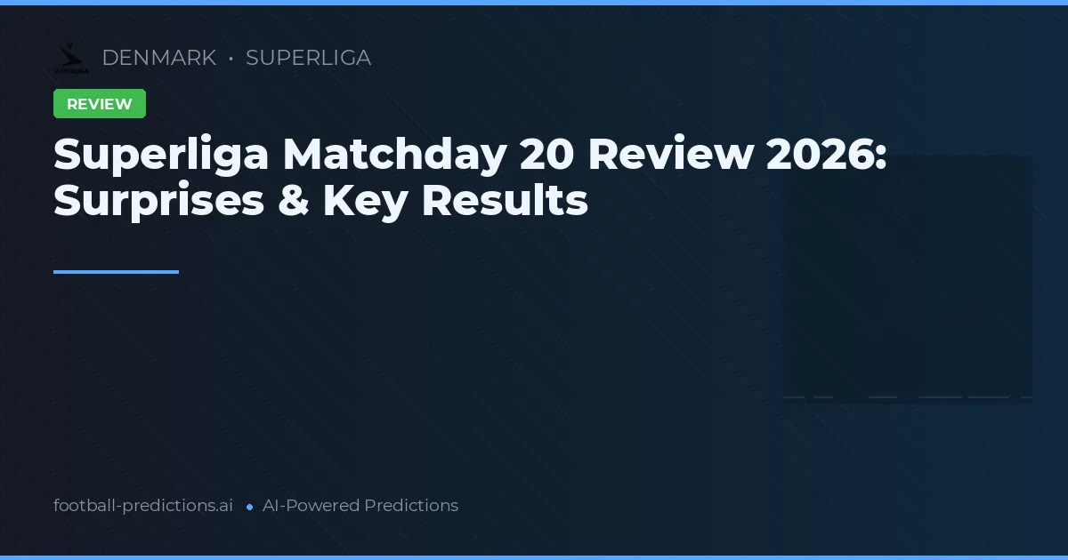 Superliga Matchday 20 Review 2026: Surprises & Key Results