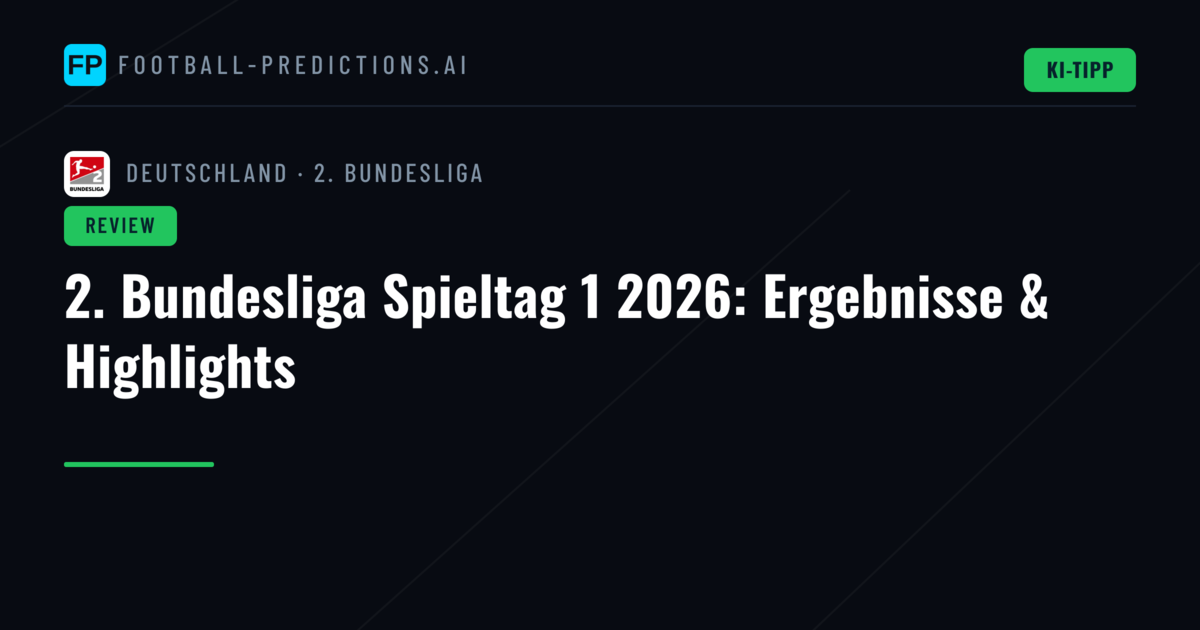 2. Bundesliga Spieltag 1 2026: Ergebnisse & Highlights