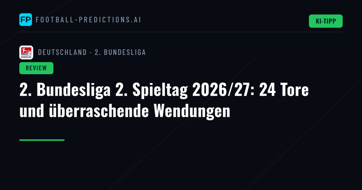 2. Bundesliga 2. Spieltag 2026/27: 24 Tore und überraschende Wendungen