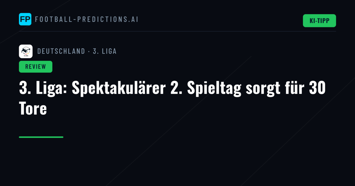 3. Liga: Spektakulärer 2. Spieltag sorgt für 30 Tore