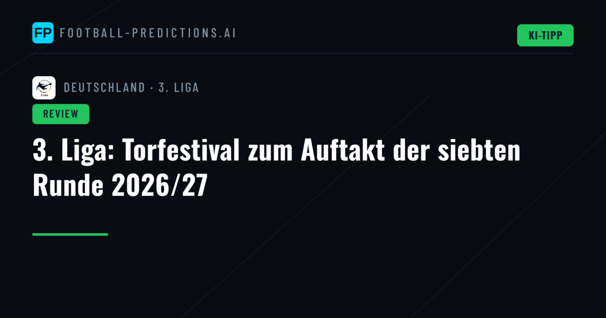 3. Liga: Torfestival zum Auftakt der siebten Runde 2026/27