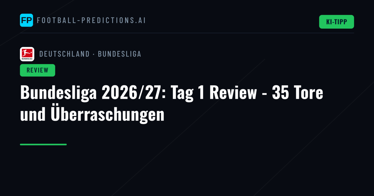 Bundesliga 2026/27: Tag 1 Review - 35 Tore und Überraschungen