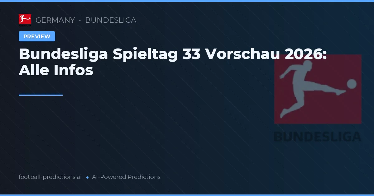 Bundesliga Spieltag 33 Vorschau 2026: Alle Infos