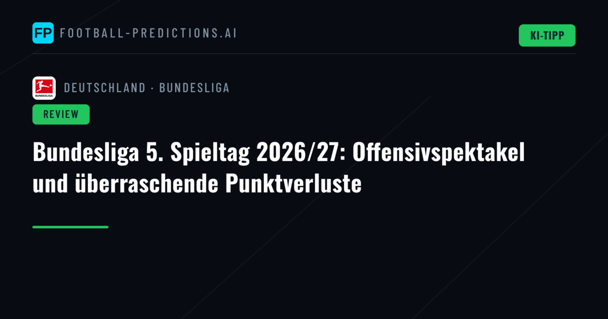 Bundesliga 5. Spieltag 2026/27: Offensivspektakel und überraschende Punktverluste
