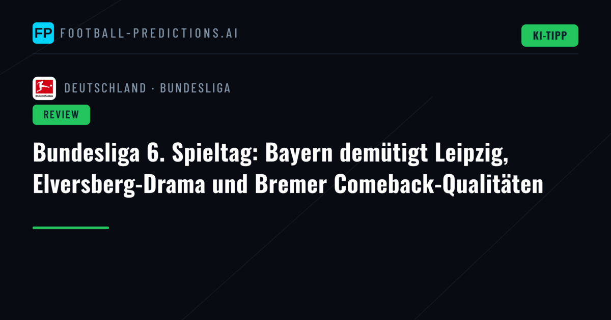 Bundesliga 6. Spieltag: Bayern demütigt Leipzig, Elversberg-Drama und Bremer Comeback-Qualitäten