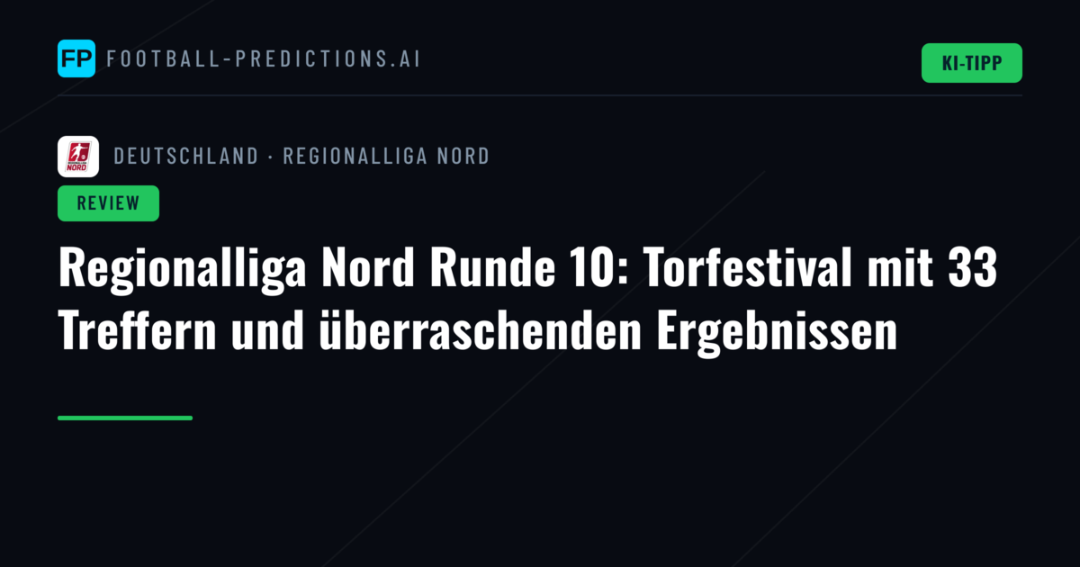 Regionalliga Nord Runde 10: Torfestival mit 33 Treffern und überraschenden Ergebnissen