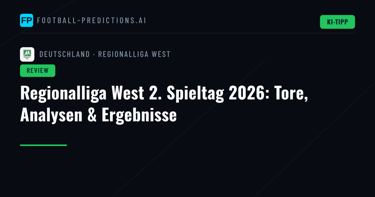 Regionalliga West 2. Spieltag 2026: Tore, Analysen & Ergebnisse