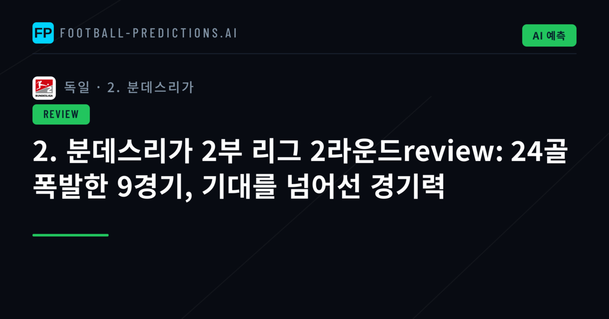 2. 분데스리가 2부 리그 2라운드review: 24골 폭발한 9경기, 기대를 넘어선 경기력