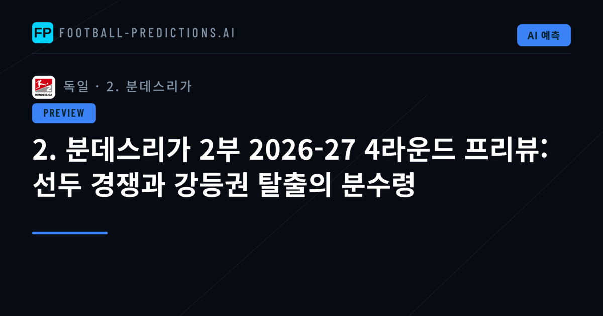 2. 분데스리가 2부 2026-27 4라운드 프리뷰: 선두 경쟁과 강등권 탈출의 분수령