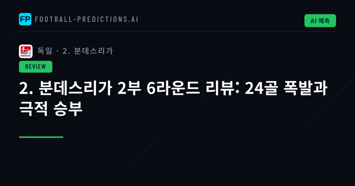 2. 분데스리가 2부 6라운드 리뷰: 24골 폭발과 극적 승부