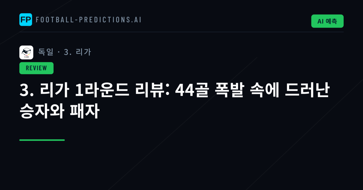 3. 리가 1라운드 리뷰: 44골 폭발 속에 드러난 승자와 패자