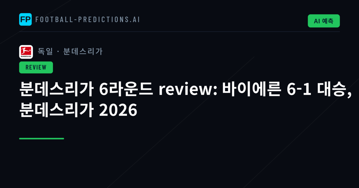 분데스리가 6라운드 review: 바이에른 6-1 대승, 분데스리가 2026