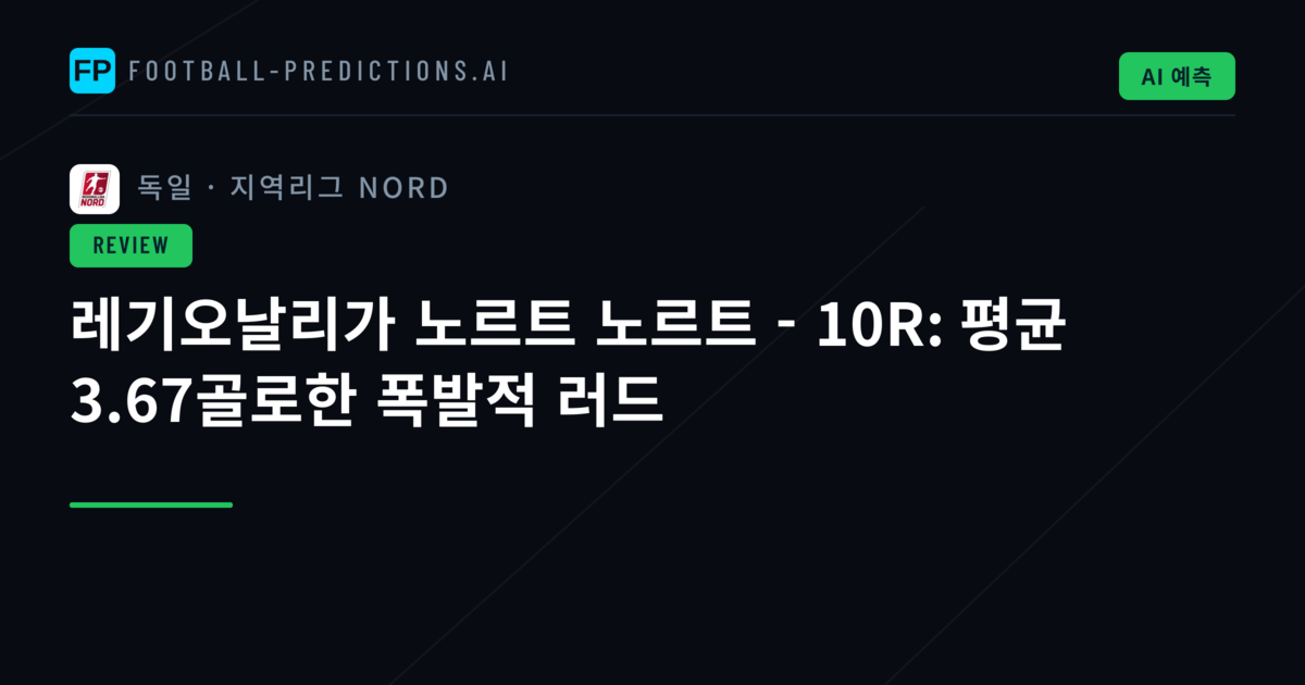 레기오날리가 노르트 노르트 - 10R: 평균 3.67골로한 폭발적 러드