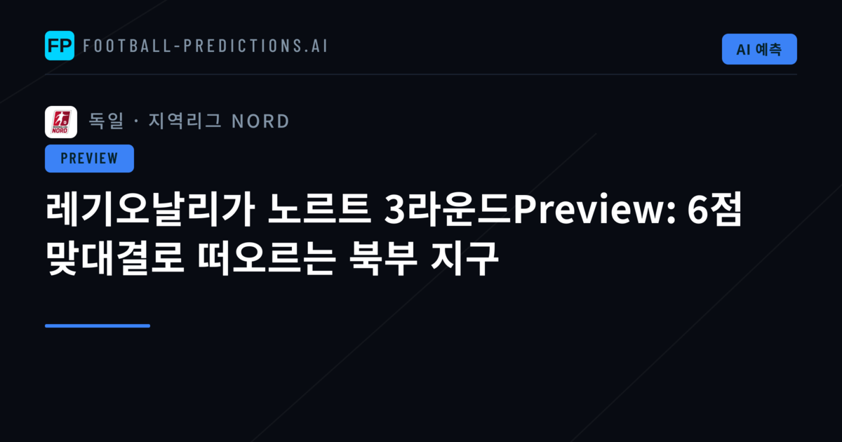 레기오날리가 노르트 3라운드Preview: 6점 맞대결로 떠오르는 북부 지구