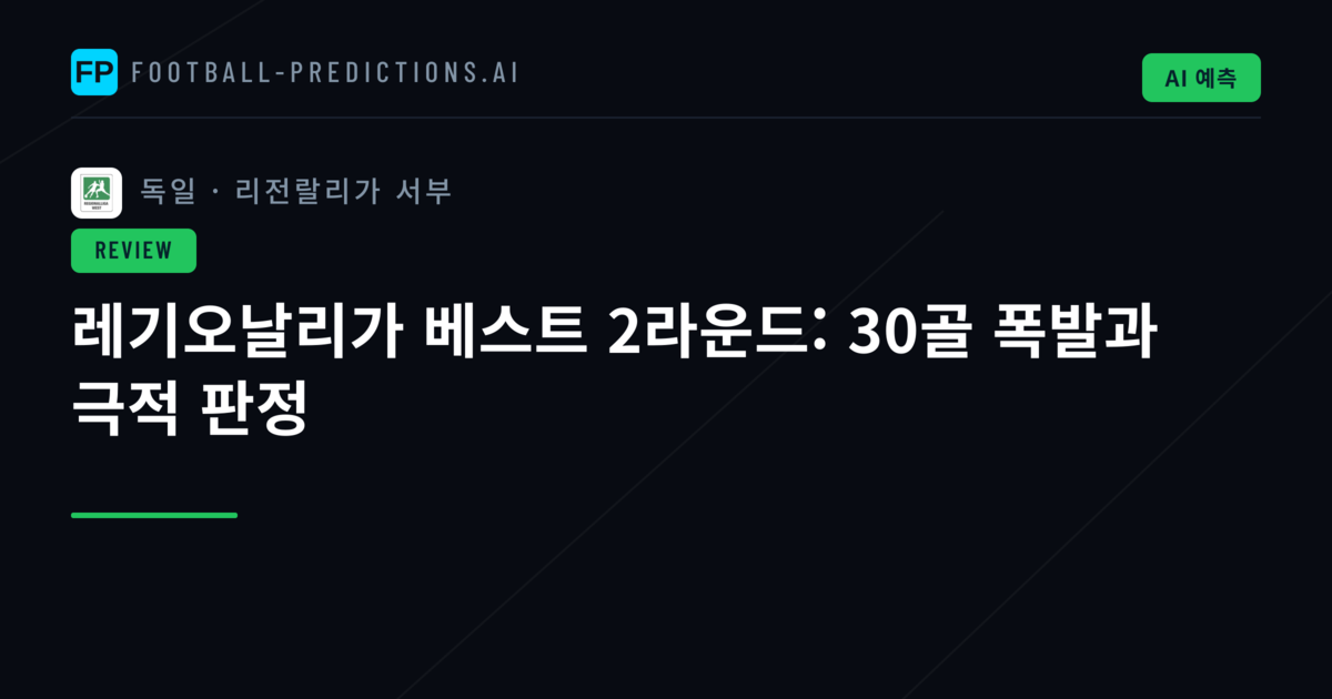 레기오날리가 베스트 2라운드: 30골 폭발과 극적 판정
