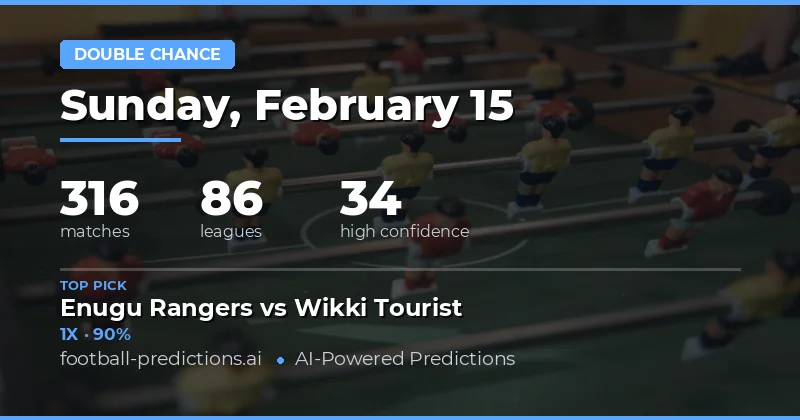 Double Chance Predictions 15 Feb 2026 – Safe Bets & Top Tips