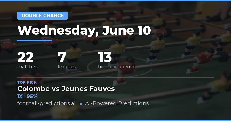 Top Double Chance Picks for 10 Jun 2026